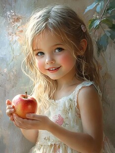 手绘苹果少女