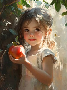 手绘苹果少女