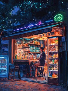 小卖部夜景