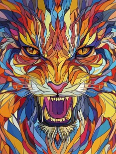 原色虎头潮流插画