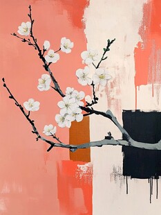 一枝梅花油画
