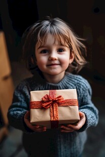 拿礼物的小女孩