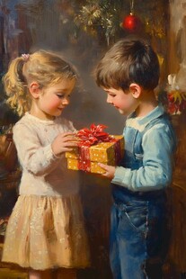 圣诞节男孩女孩