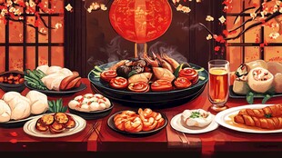 年夜饭插画