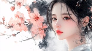 古风美女头像插画封面