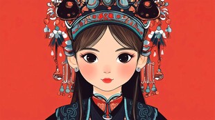 土家族美女插画