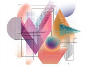 几何图形组合插画