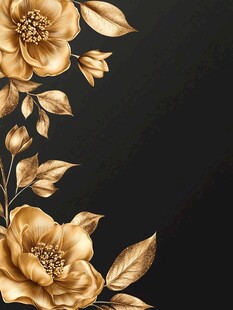 高精手绘黄金拉丝花卉