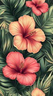 田园风热带树叶花朵