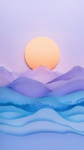 渐变色彩山水画