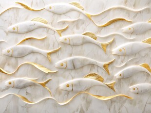 鱼群雕塑背景墙