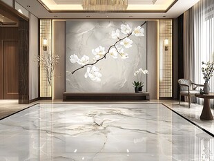 金线荷花客厅背景