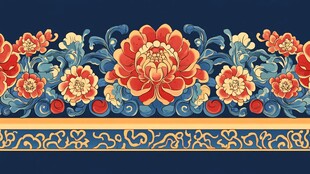 红蓝中式雕花