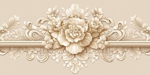 轻奢金色牡丹花线条