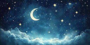 夜晚云彩星星