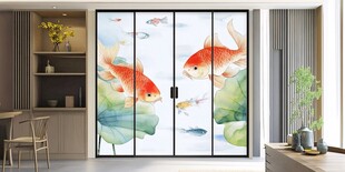 现代屏风鲤鱼图