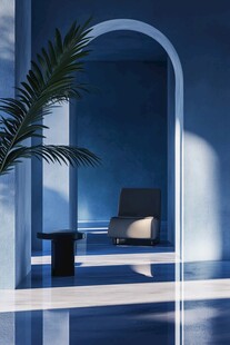 建筑设计蓝色的房间