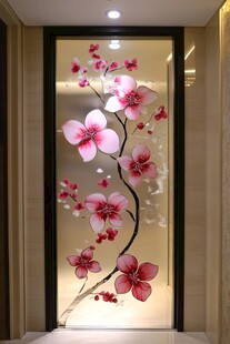 酒店客厅走廊梅花花鸟