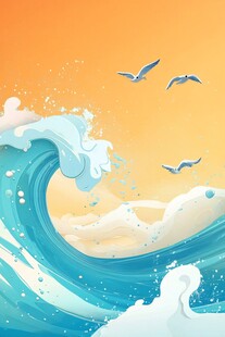 古风海浪包装插画