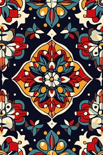 色块花古典图案组合