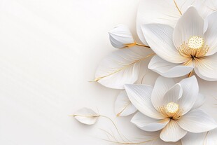 高精手绘黄金拉丝花卉