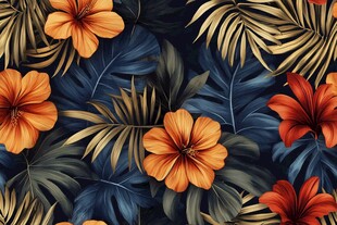 热带花枝四方连续图