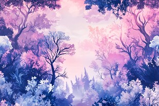 粉红色的幻想森林