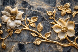 大理石浮雕花卉