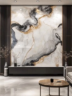 大理石纹路客厅流体画
