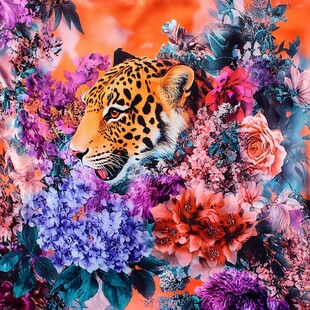 豹纹布匹花卉