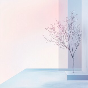 粉色的超现实极简主义树