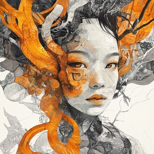 扭曲人像插画