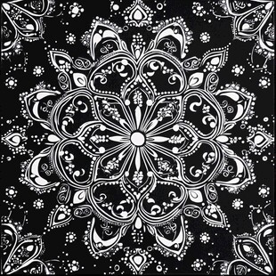 曼陀罗线条黑白装饰画