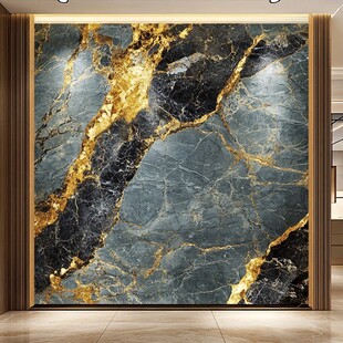 蓝色透光大理石装饰画
