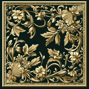 金色花卉浮雕