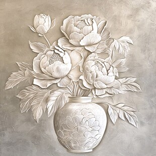 3d浮雕金属牡丹花