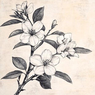 手绘梨花工笔花