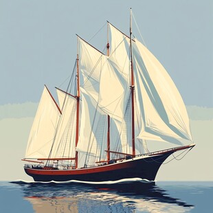 扬帆远航手绘