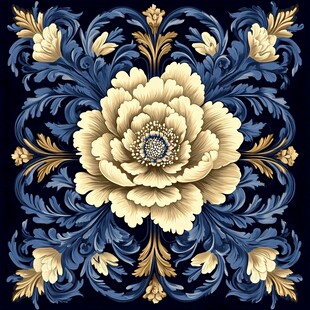 蓝色印花古典图案