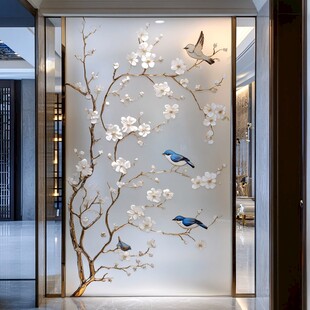 酒店客厅走廊梅花花鸟