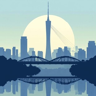 休斯顿景点插画手绘