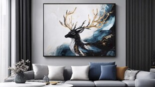 轻奢麋鹿珐琅彩浮雕画