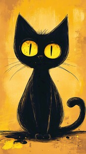 小黑猫插画