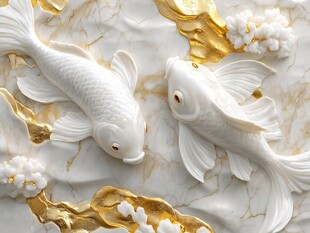 3d浮雕金鱼鲤鱼