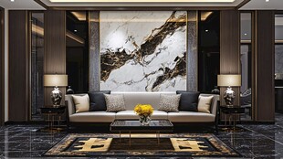 极简金箔石根线条对拼