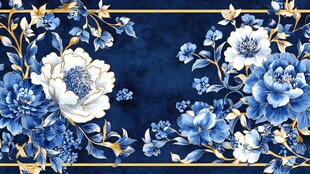 牡丹花线描金轻奢