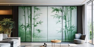 新中式意境竹林背景墙