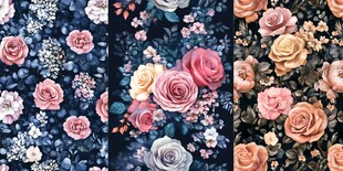 3d浮雕缤纷花卉