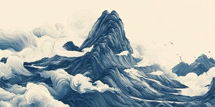 古风海浪包装插画