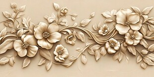 高精手绘黄金拉丝花卉